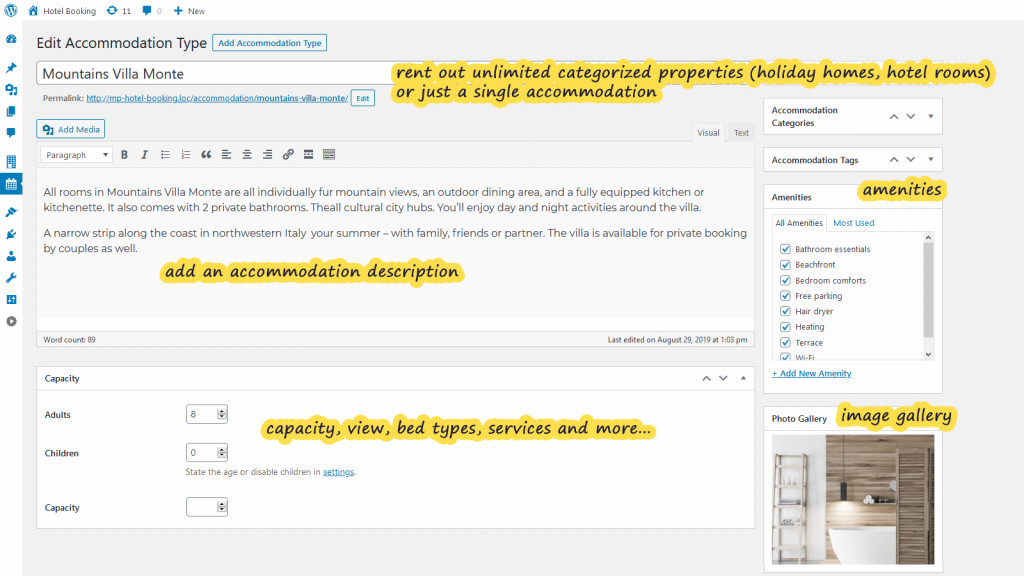 Add accommodation type in MotoPress Hotel Booking.