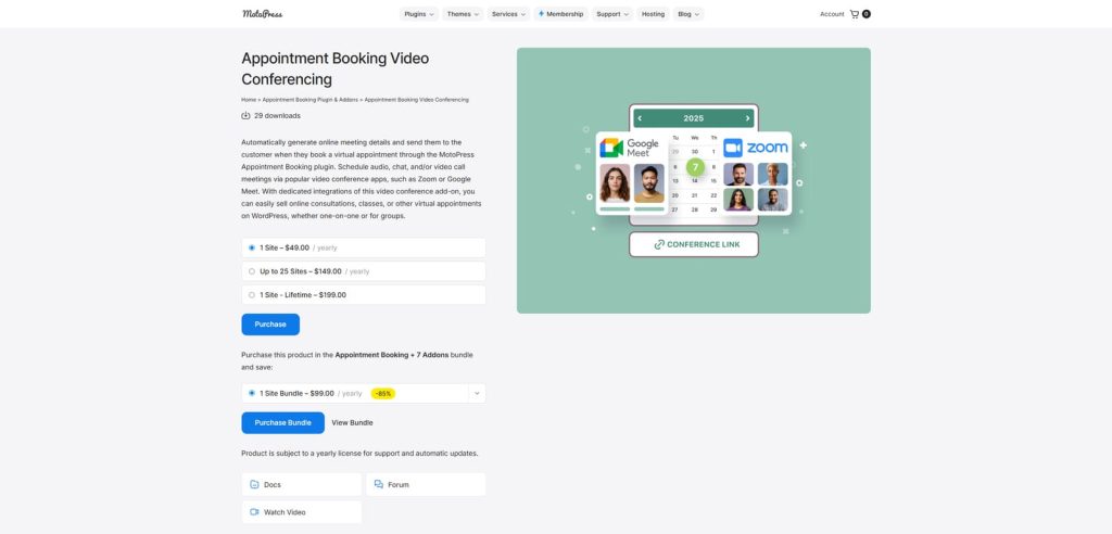Picture of Appointment Booking Video Conference WordPress plugin developed by MotoPress.