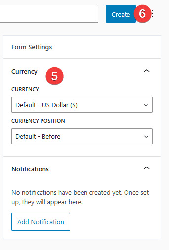 Image of form settings sidebar in the Booking Calendar form builder.