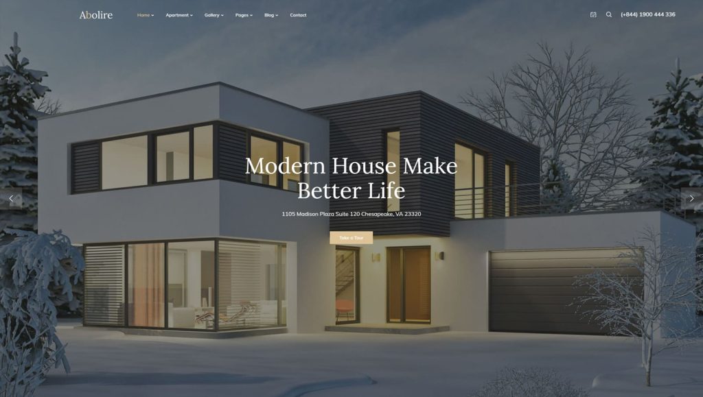 Graphic of Abolire, one of the best single property WordPress themes with 3 property page layouts.