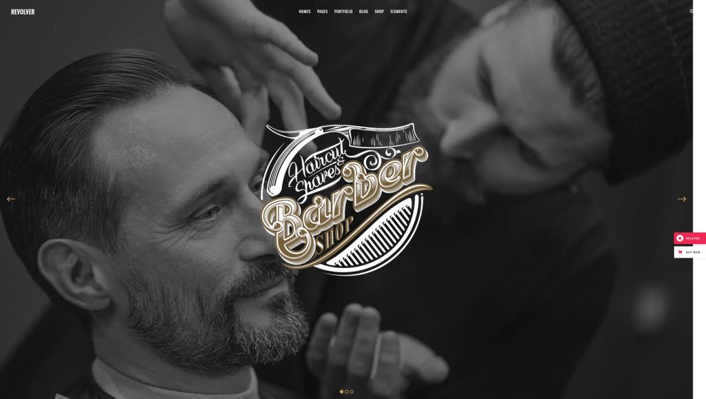 Image of Revolver, a responsive WordPress solution for barbers with 19 portfolio designs.