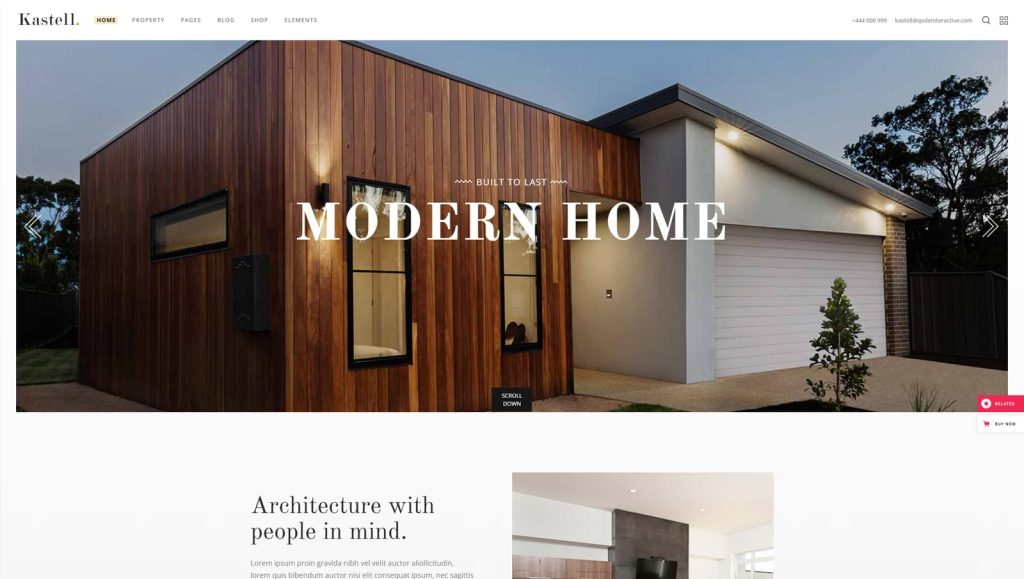 Graphic of Kastell, one of the best single property WordPress themes with a wide range of shortcodes and elements.