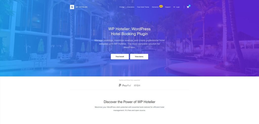 Visual of WP Hotelier, a feature-rich hotel booking plugin with advanced room settings.