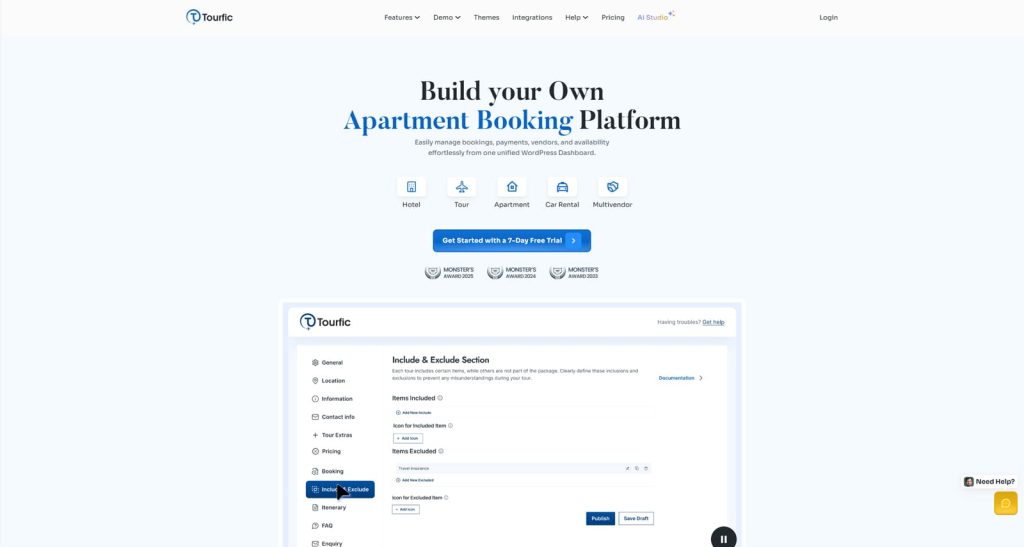 Portrait of Tourfic, one of the best WordPress hotel booking plugins with dynamic location search.