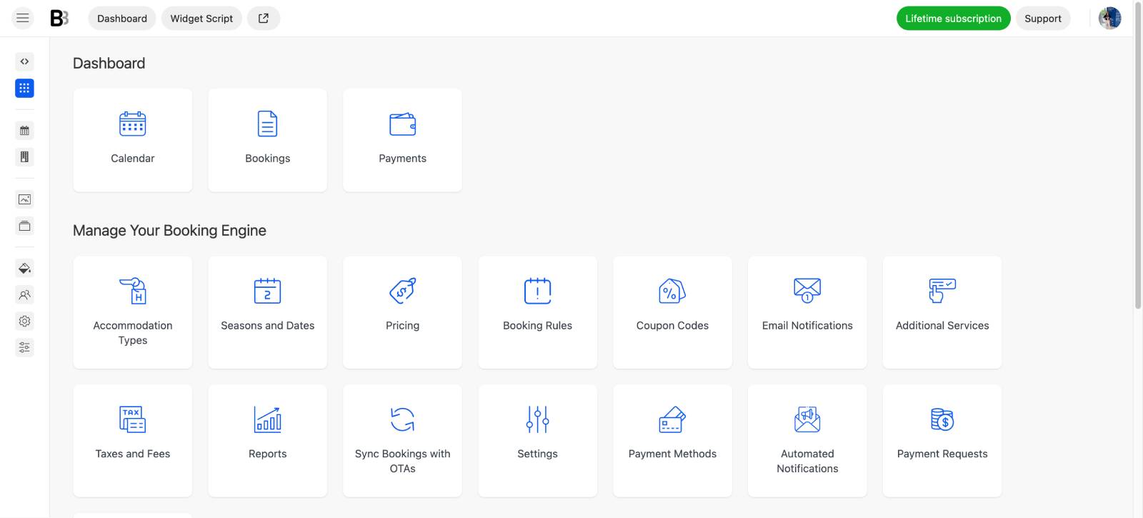 BNBForms short term rental booking software dashaboard.