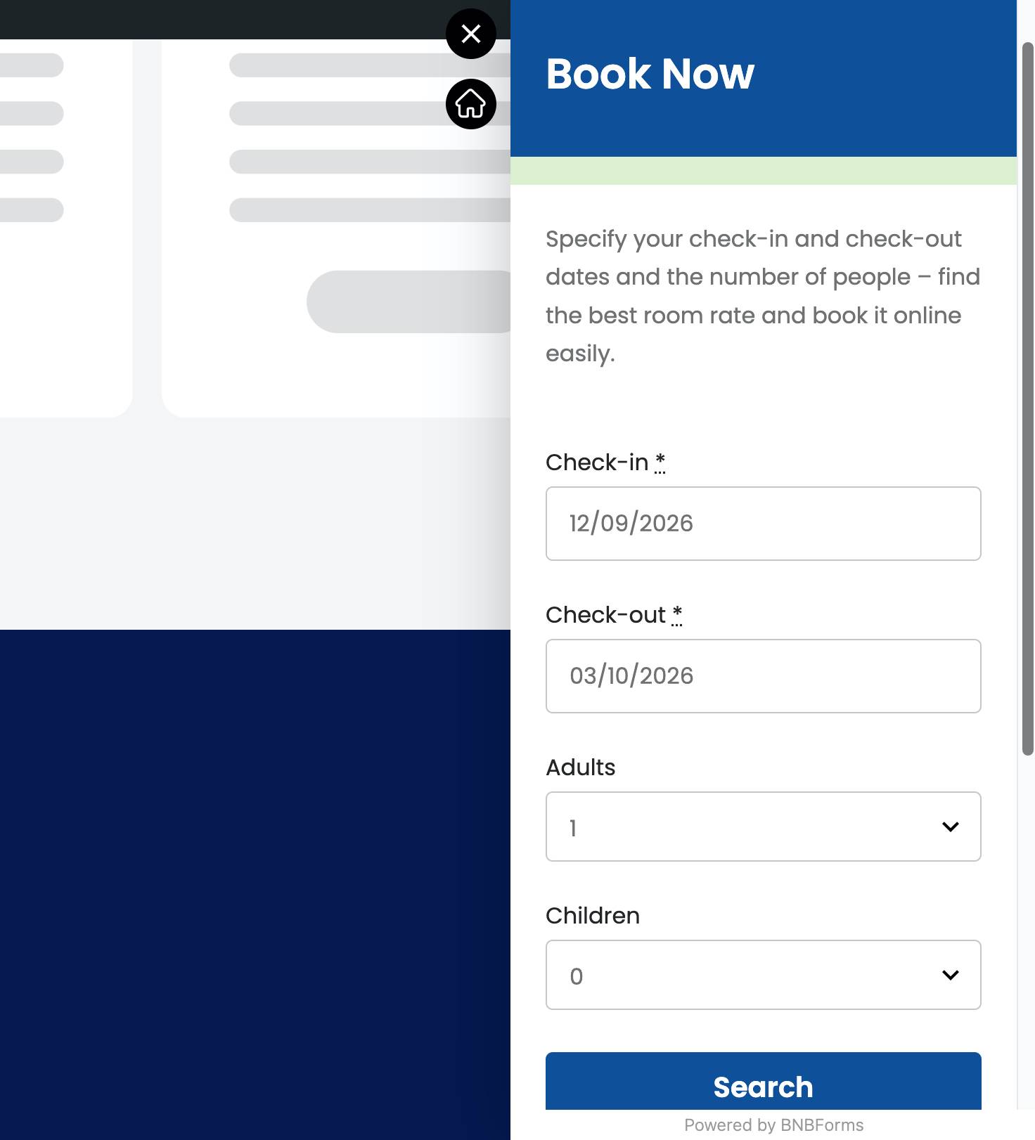 BNBForms booking widget for site example.