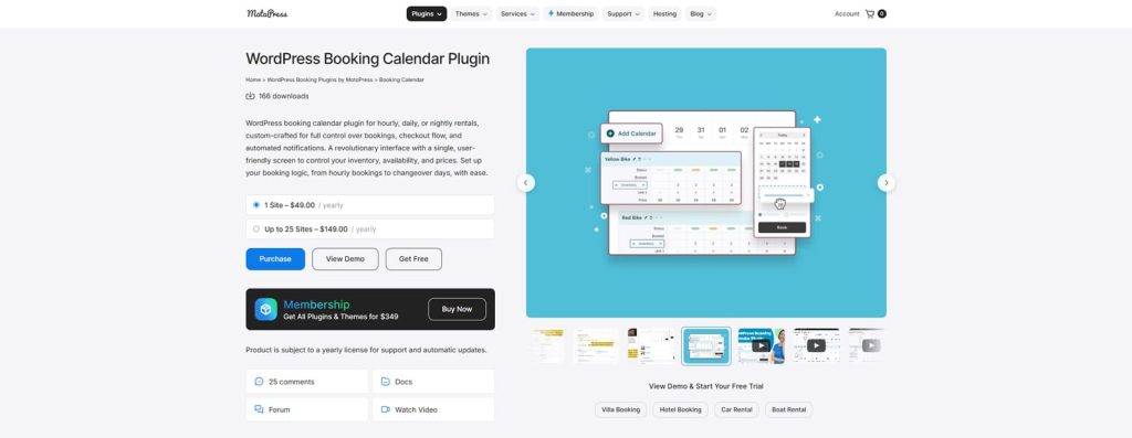 Photograph of MotoPress Booking Calendar, one of WordPress availability calendar plugins with automated booking notifications.