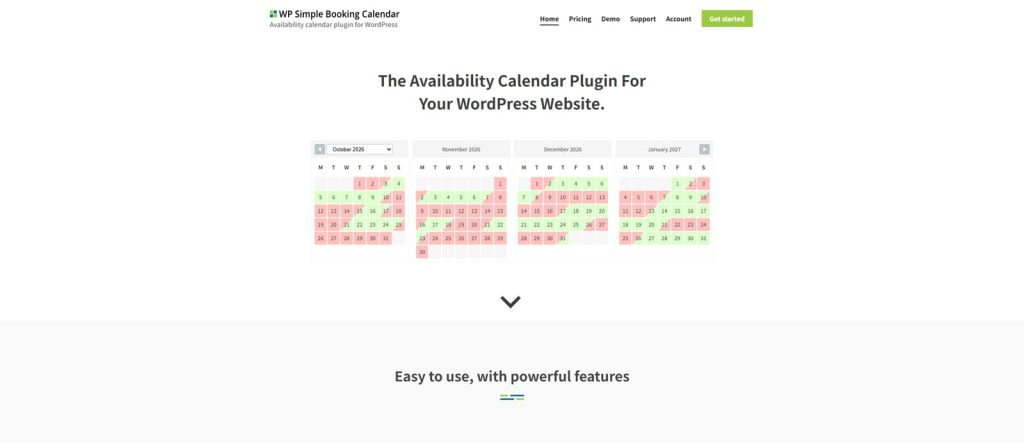 Representation of WP Simple Booking Calendar, an easy-to-use WordPress tool for booking management with easy calendar import & export.